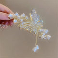 Elegant Pearl Butterfly Hair Claw Clip