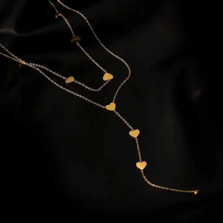 Two-Layered Heart Charm Necklace