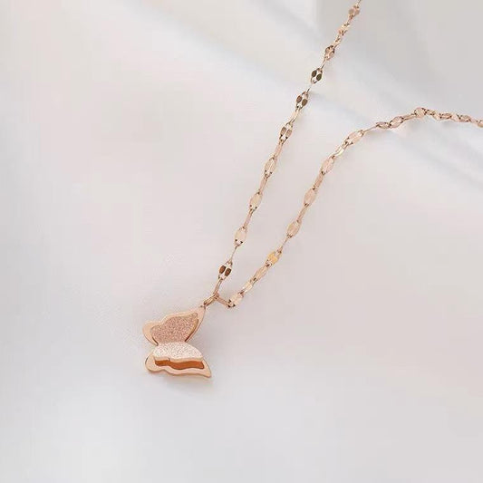 Butterfly Rose Gold Necklace