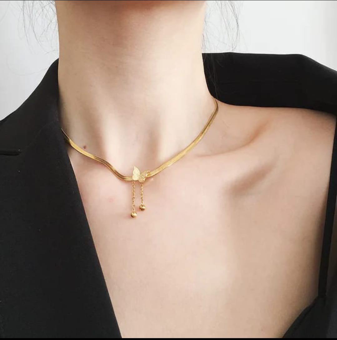 Gold-Plated Anti Tarnish Butterfly Theme Necklace