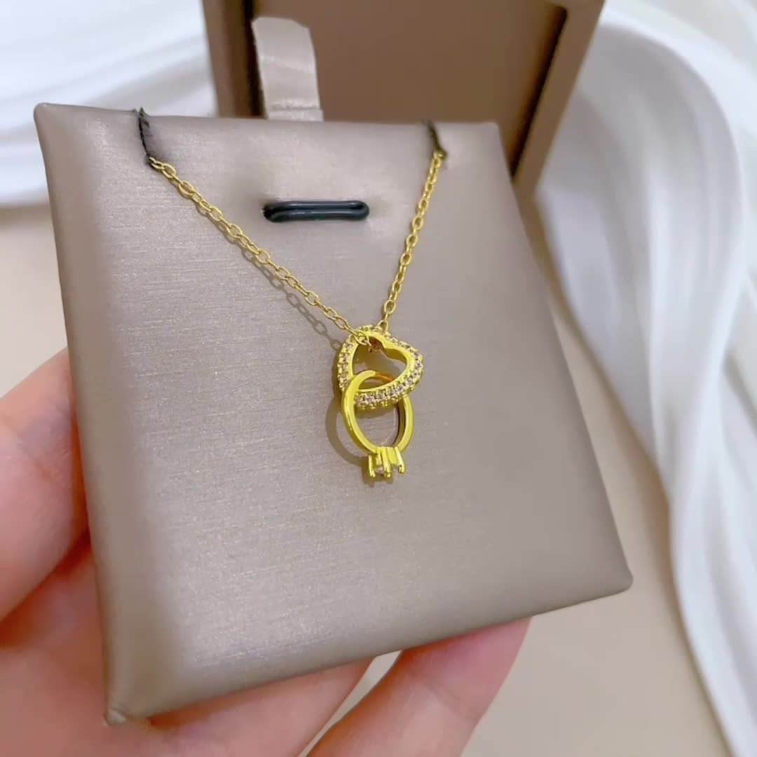 Elegant Interlocked Heart & Ring Pendant Necklace