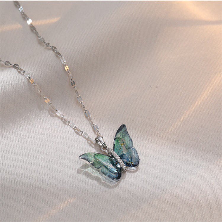 Vibrant Blue Winged Beauty Pendant Necklace - view 5