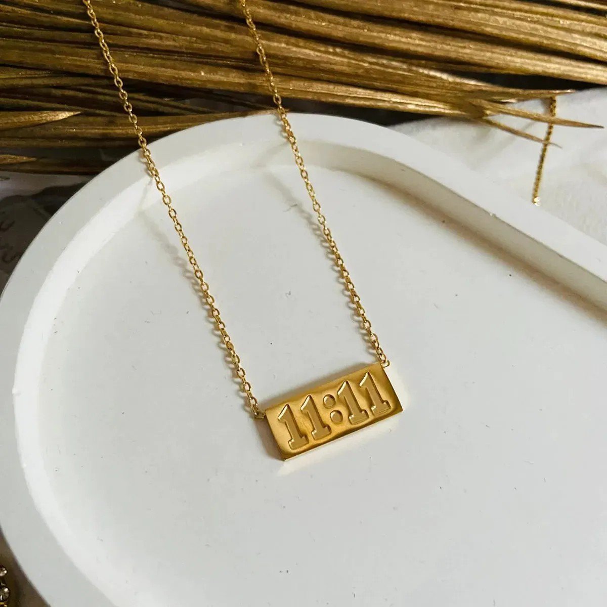 Gold-Plated 11:11 Angel Number Pendant Necklace - view 1
