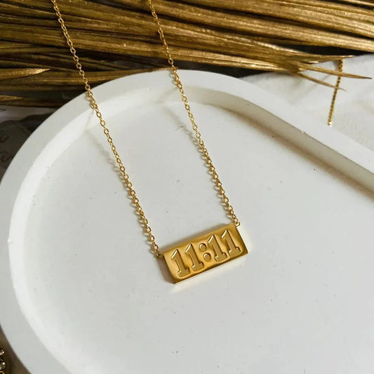 Gold-Plated 11:11 Angel Number Pendant Necklace - view 1