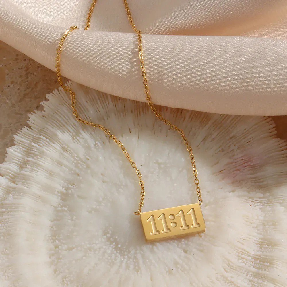 Gold-Plated 11:11 Angel Number Pendant Necklace - view 3