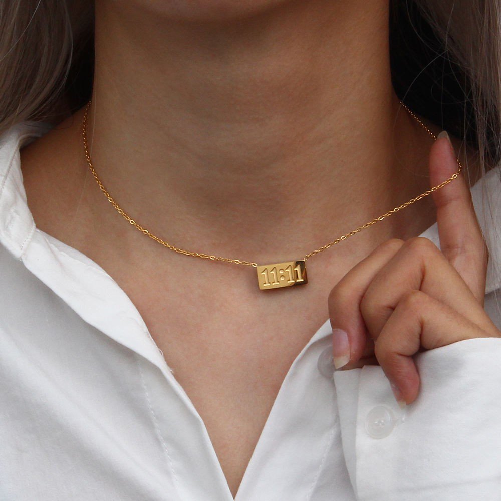 Gold-Plated 11:11 Angel Number Pendant Necklace - view 4