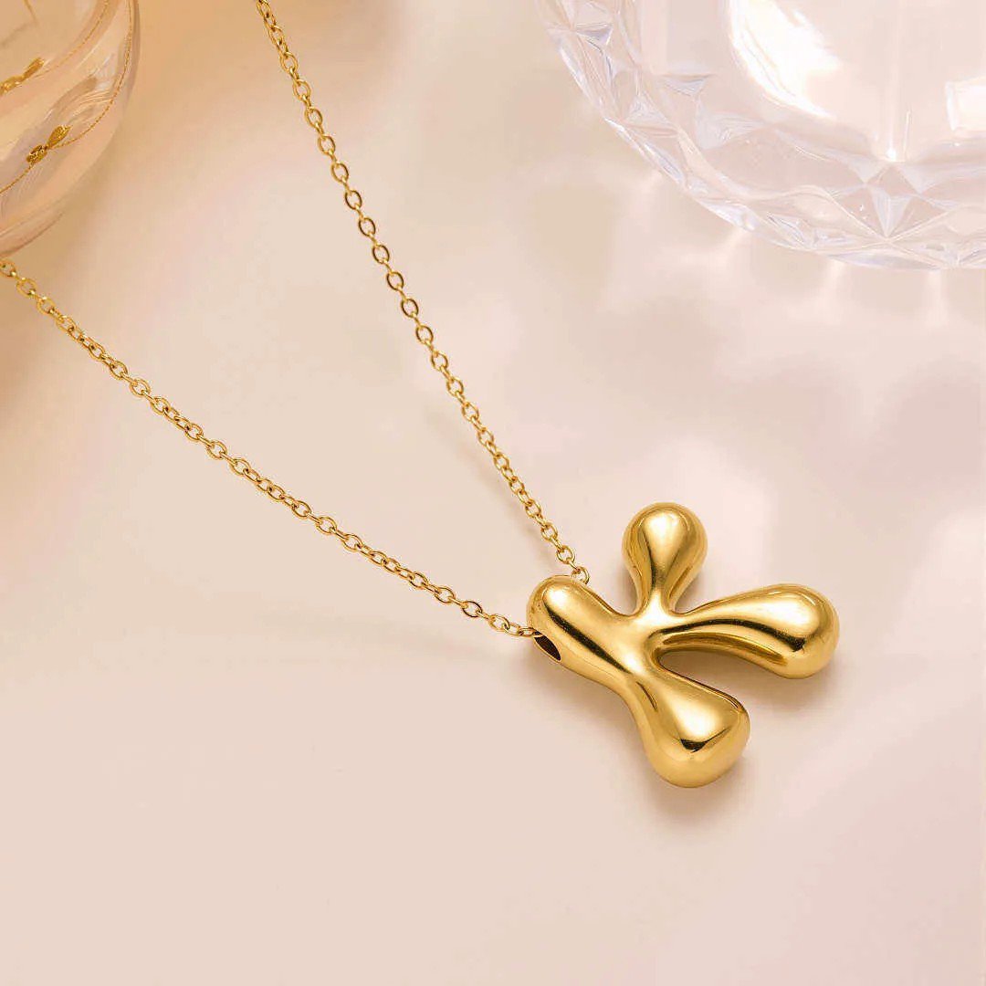 Gold Letter K Chain Necklace