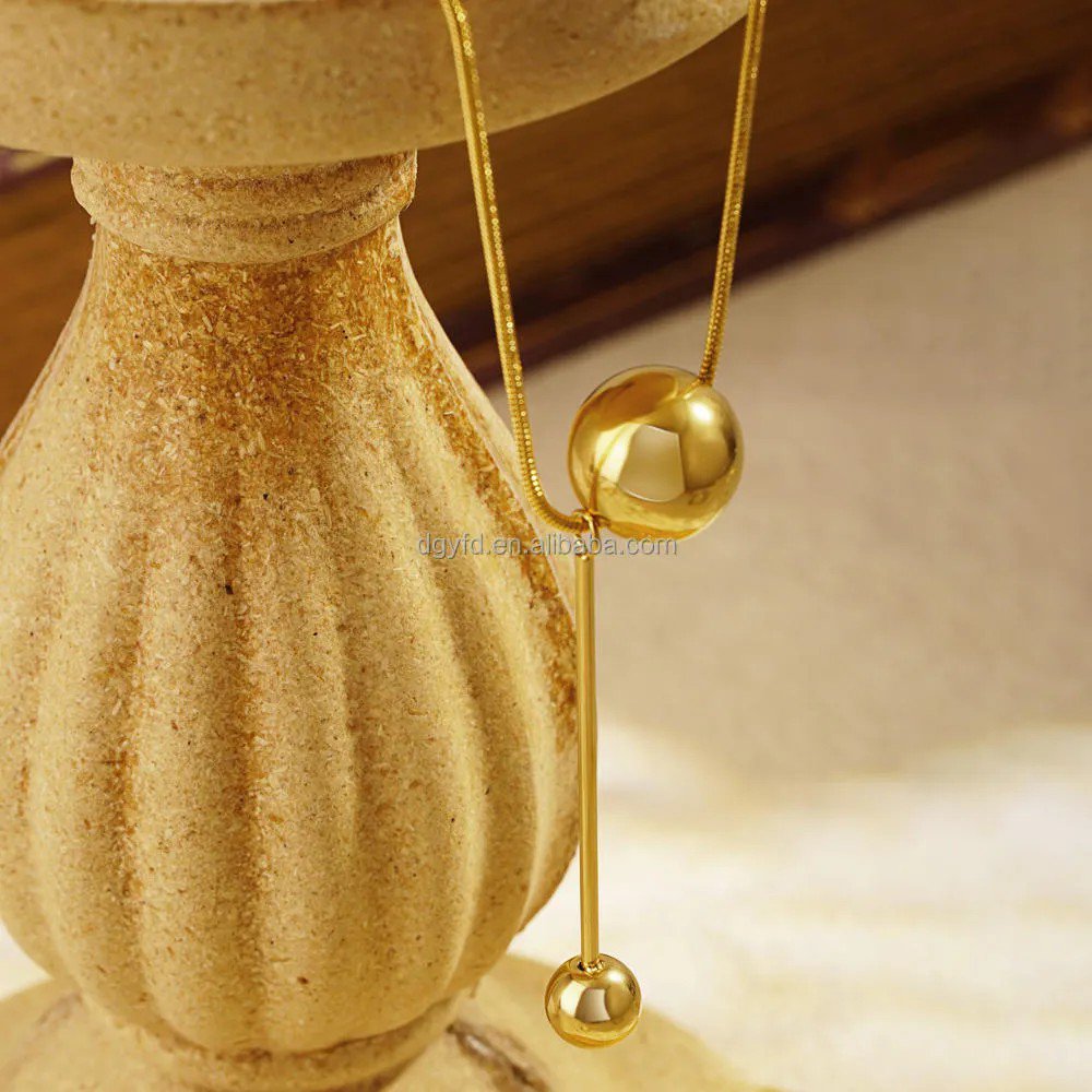 Gold-Plated Anti Tarnish Spherical Pendant Necklace - view 5