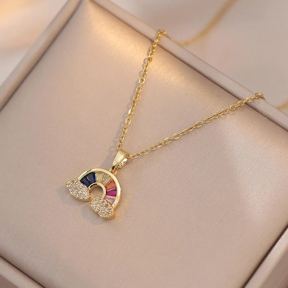Rainbow Arc Crystal Pendant Necklace - view 1