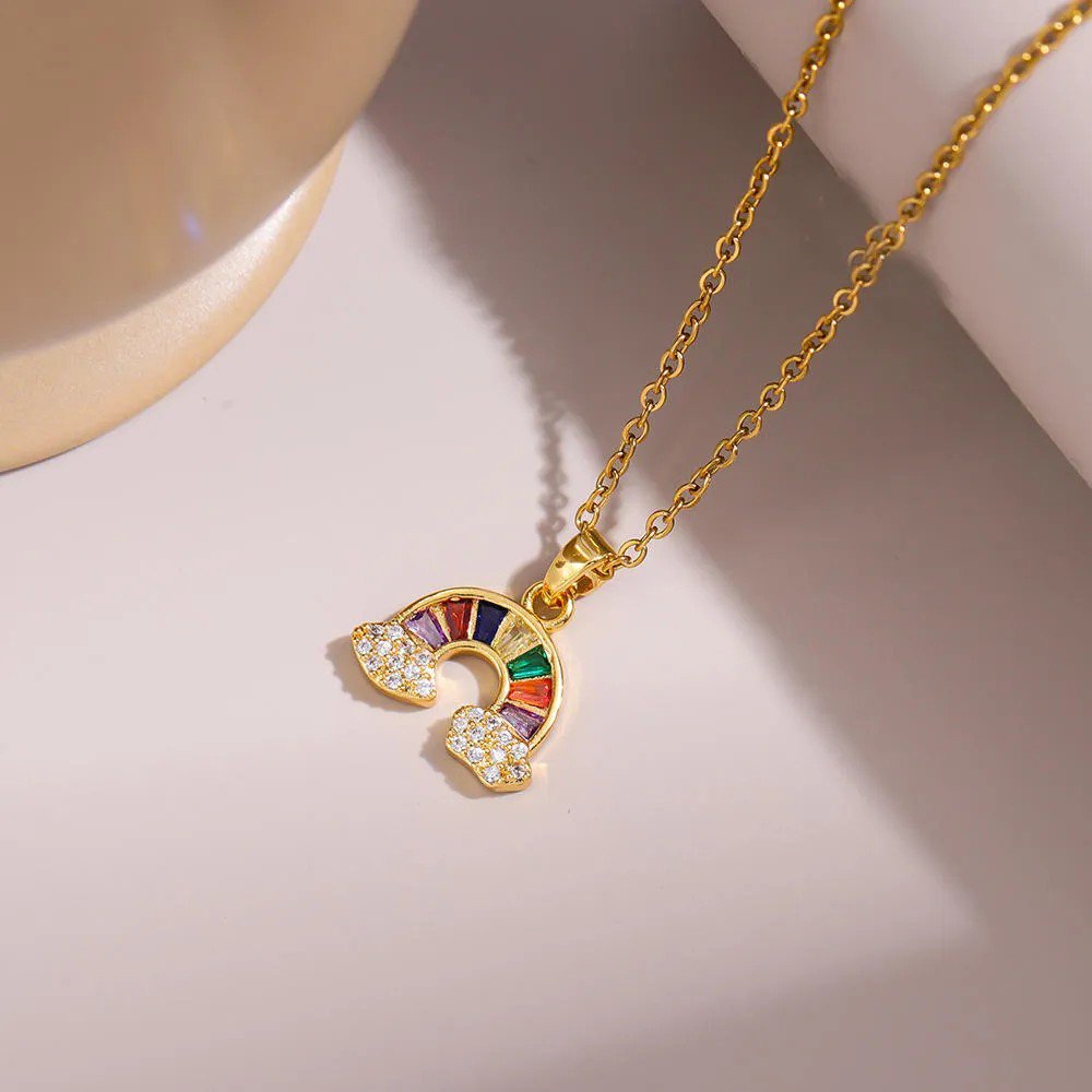 Rainbow Arc Crystal Pendant Necklace - view 3