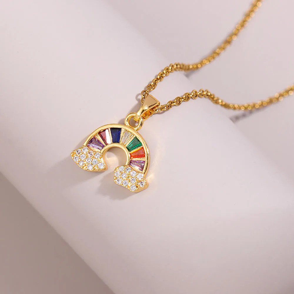 Rainbow Arc Crystal Pendant Necklace - view 4