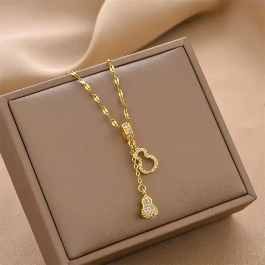 Golden Gourd Pendant Necklace - view 2