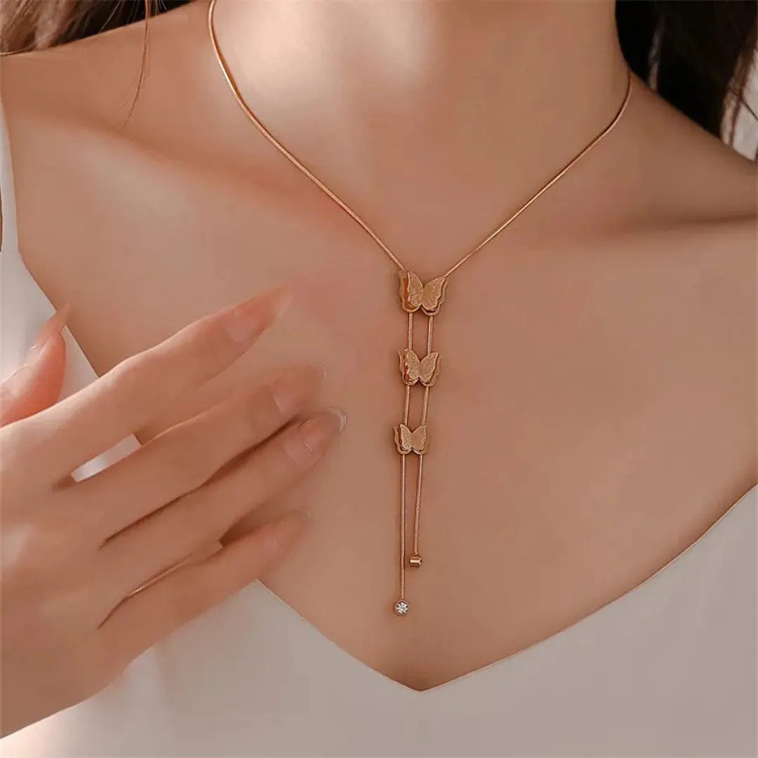 Long Butterfly Layered Necklace - view 1