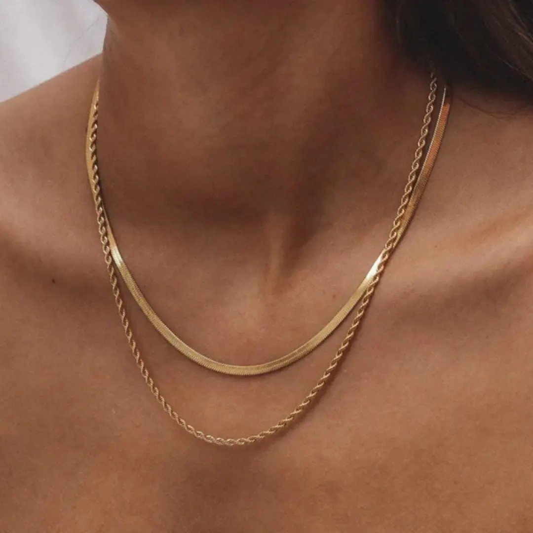 Layered Snake Chain Necklace - view 1