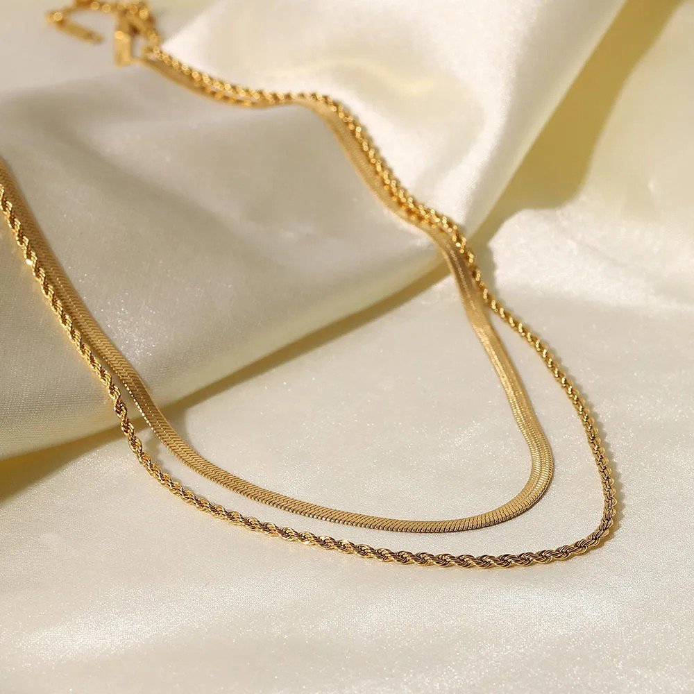 Layered Snake Chain Necklace - view 2