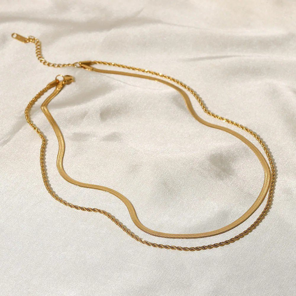 Layered Snake Chain Necklace - view 3