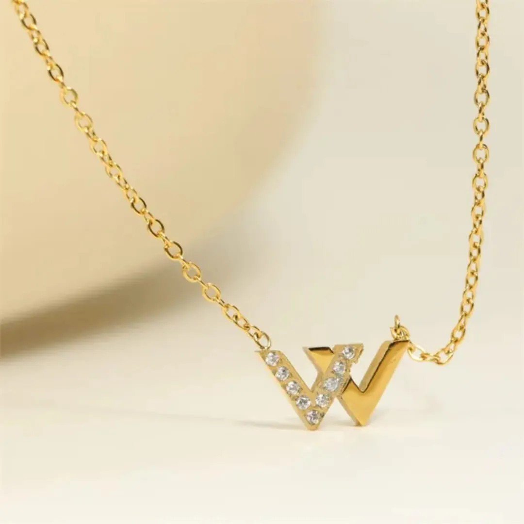 Letter W Party Diamond Pendant Necklace - view 5
