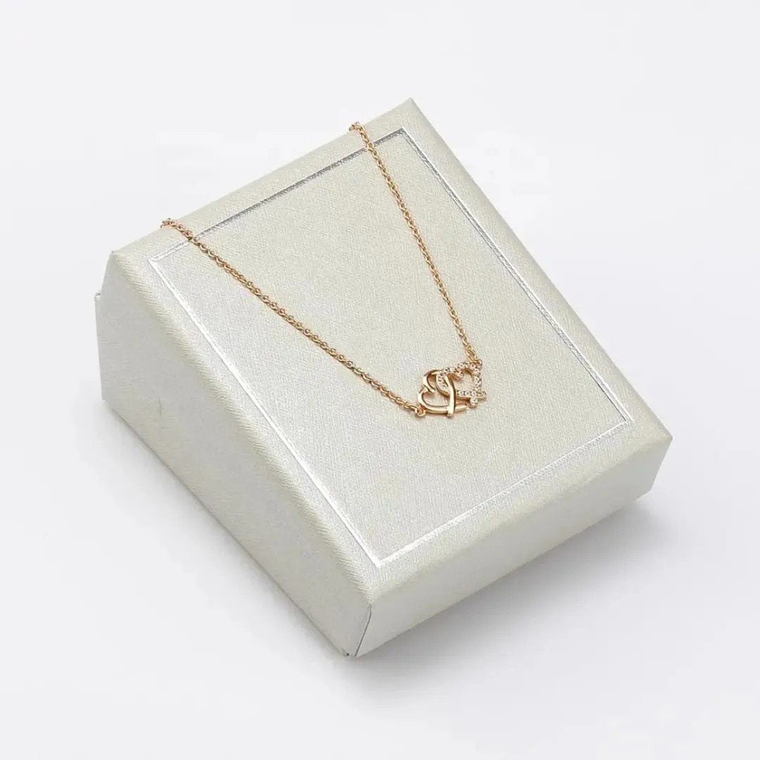 Rose Gold Plated Double Heart Pendant Necklace - view 2